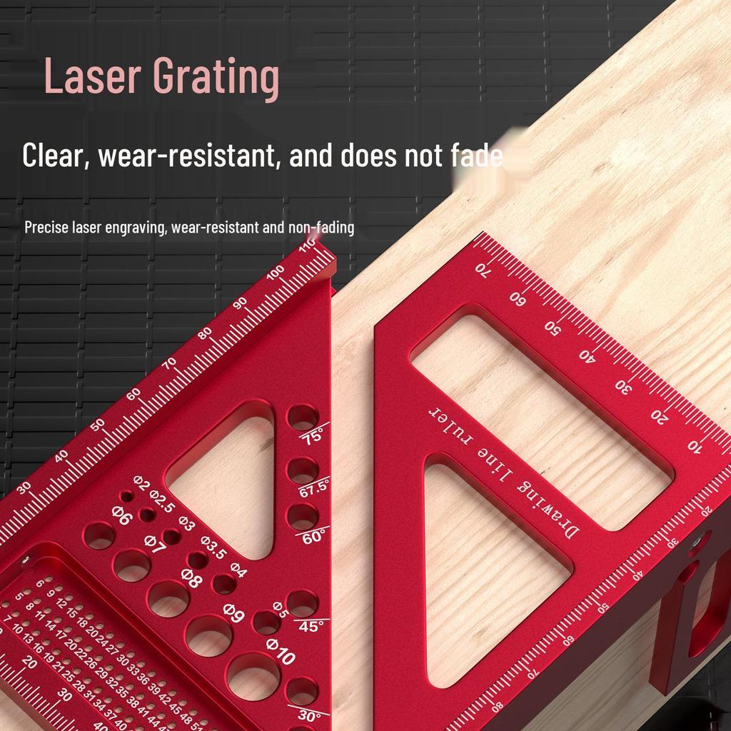 Multifunctional Aluminum Right Angle Woodworking Measuring Ruler and Marker Tool