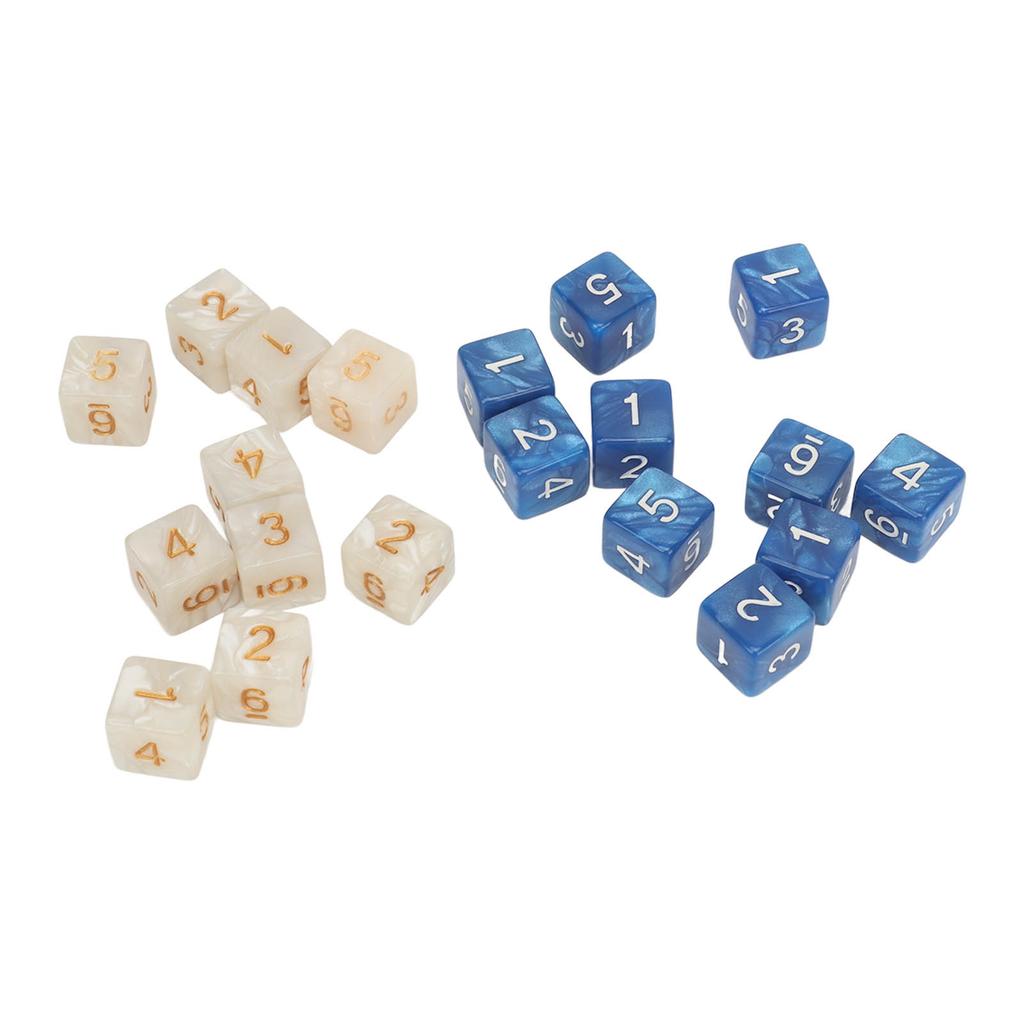 20 PCS Acrylic Square Corner Dice Set Colorfast Lightweight 6 Sided Number Dice Set for Math Games