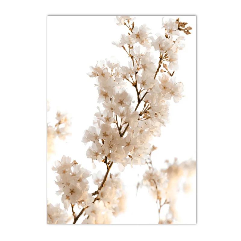 Beige Landscape Sunset Bridge Poster Seaside Canvas Print Painting Reed Flower Bird Wall Art Nordic Living Room Decoration Mural