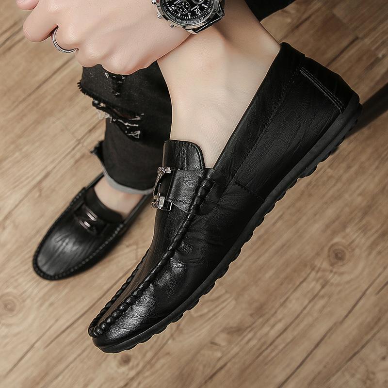 WOTTE Men Casual Shoes Sneakes Fashion Loafers Men's Leather Slip On Formal Loafers Men Moccasins Outdoor Walking Mans Footwear