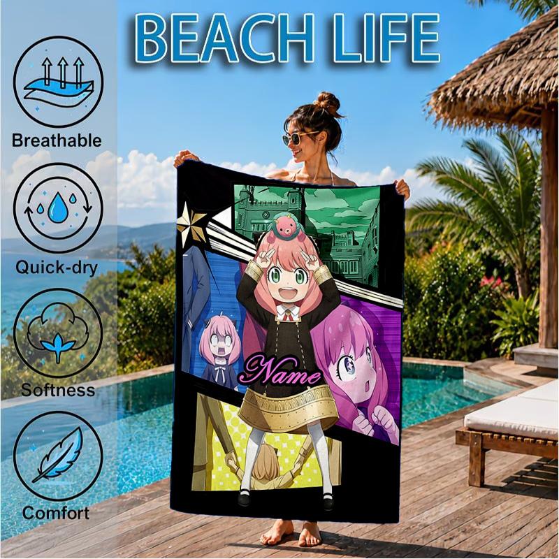 Custom Name SPY Adventure Beach Towel Microfiber Beach Towel, Lightweight and Quick-Dry, for Summer Travel, Swimming Pool Gift
