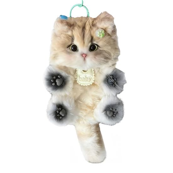 DIY Kitten Keychain Kit Fluffy Cat Plush Toy Craft with Step-by-Step Tutorial Soft Materials Pack for Handmade Bag Charm Cute Gift for Kids Adults