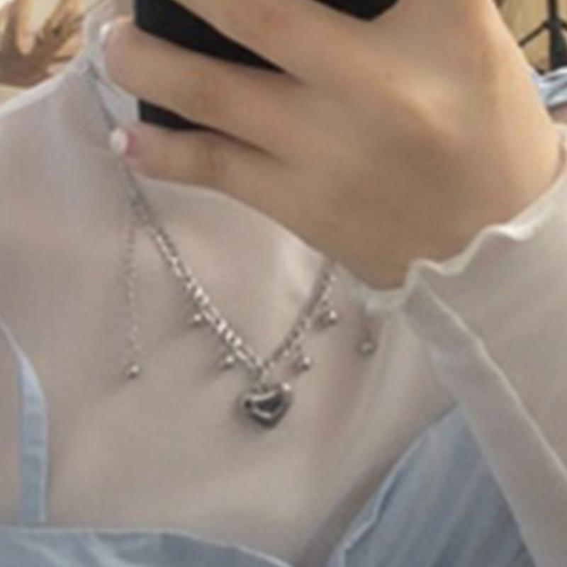 Punk Tassel Heart Pendant Necklace for Women Girls Gothic Sweet Cool Coarse Clavicle Chains Y2k Accessories Jewelry