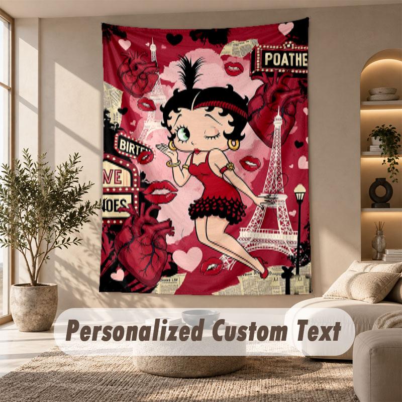 Duvara Asılan Duvar Halısı Sanat Kumaşı Yatak Odası Oda Arka Plan DekorasyonuBetty Boop