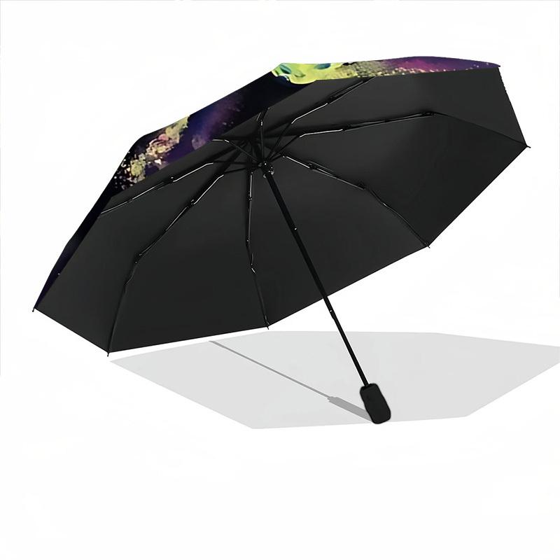 1pc Skulls Flames Automatic Folding Umbrella, Sturdy And Durable Automatic Folding Umbrella with 8 Ribs, Convenient for Outdoor Use199
