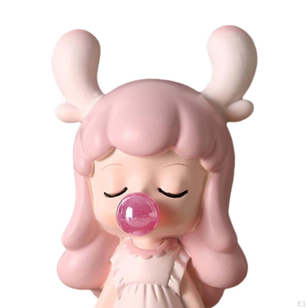 Blowing Bubble Girl Statue Sculpture Crafts Gift Collection Ornament Resin Figurine for Desktop