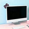 Rosa Schleifen Computer Monitor Dekoration, 2D Holzschleifen Dekorationen für Frauen, Mini Süße Computer Zubehör für Home Office Dekoration