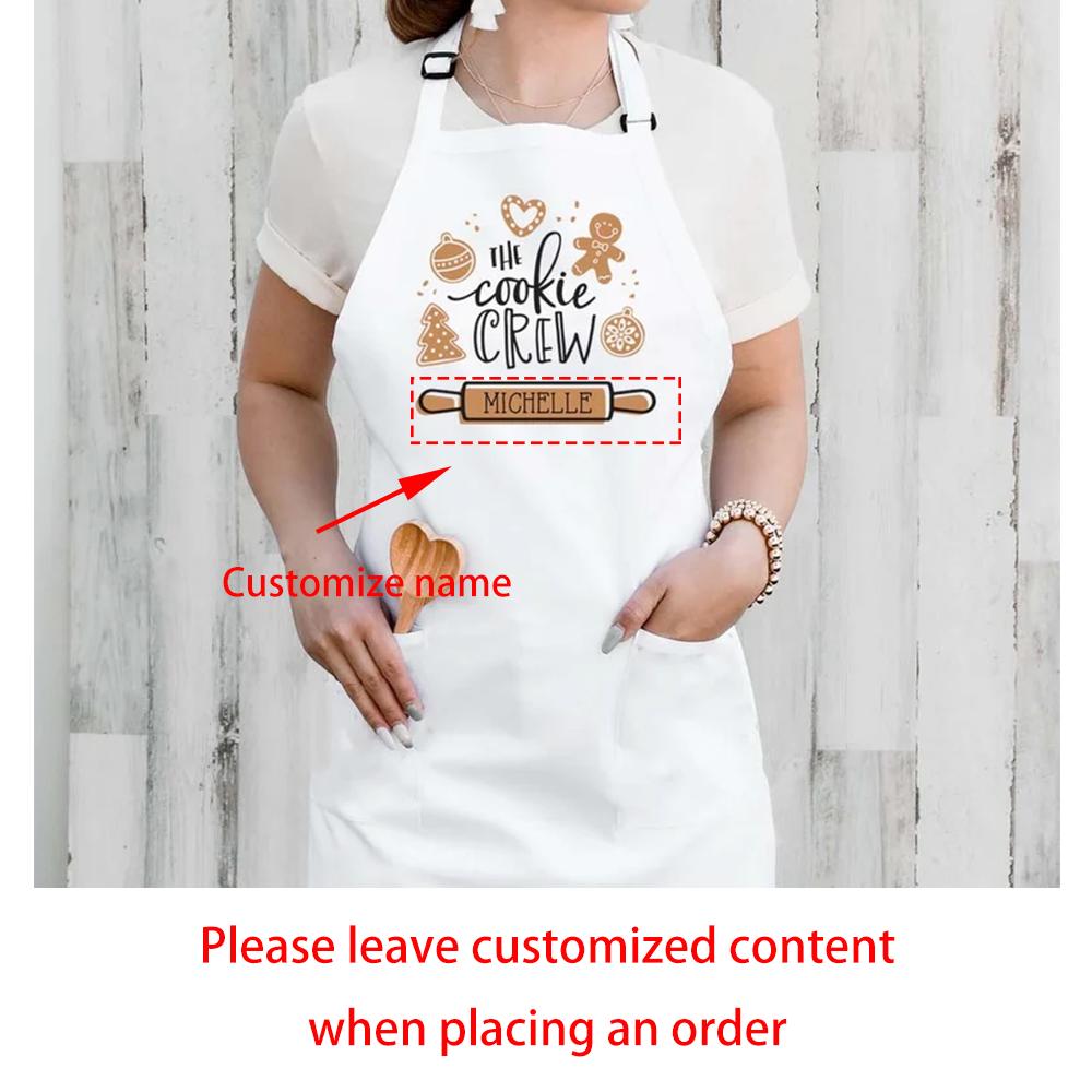 

Personalized Christmas Apron Women Cookie Crew Apron Holiday Baking Cooking Kitchen Decor Adults Men Family Friends Holiday Gift 75x65cm
