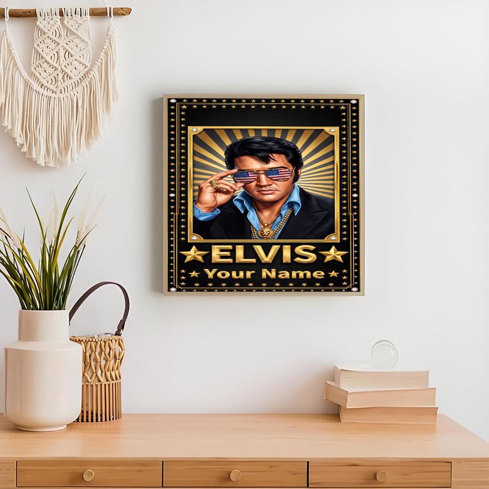 Elvis Presley Customize Your Name Diamond Painting Round Diamond Rhinestones Mosaic Diamond Embroidery Wall Paintings Rhinestones Gift Frameless