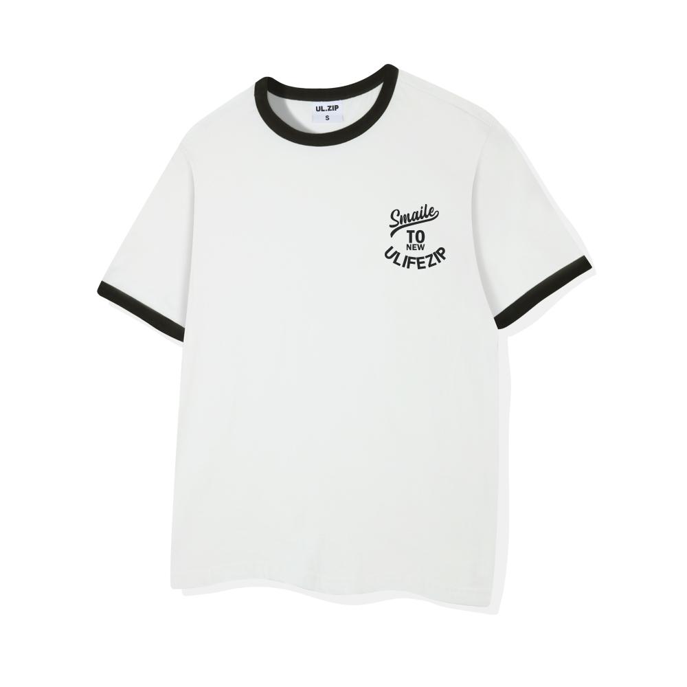 ULIFEZIP New Smile Oversized Ringer Short Sleeve T-Shirt 5 Colors [Ulze_3006]