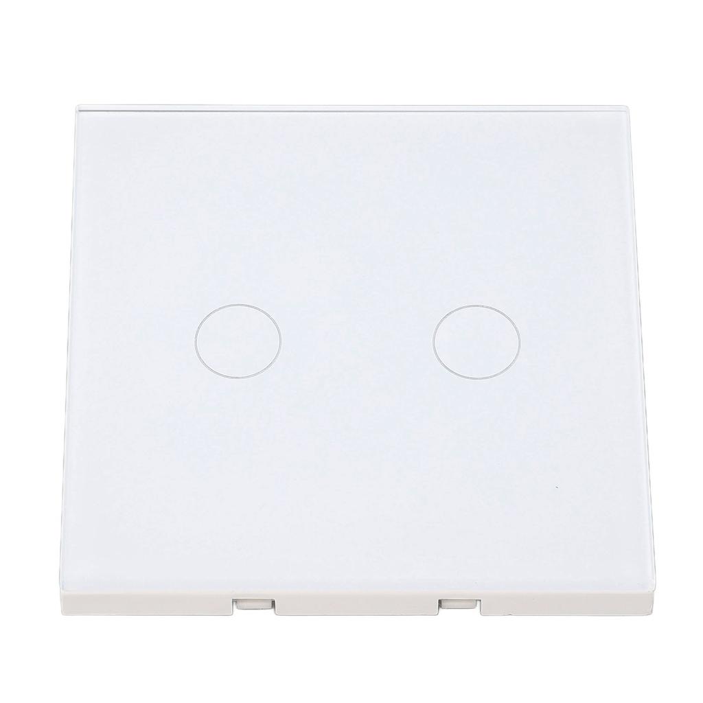 2 Gang Wall Switch with Indicator Tempered Glass Panel Touch Screen Light Switch 110‑240VAC White