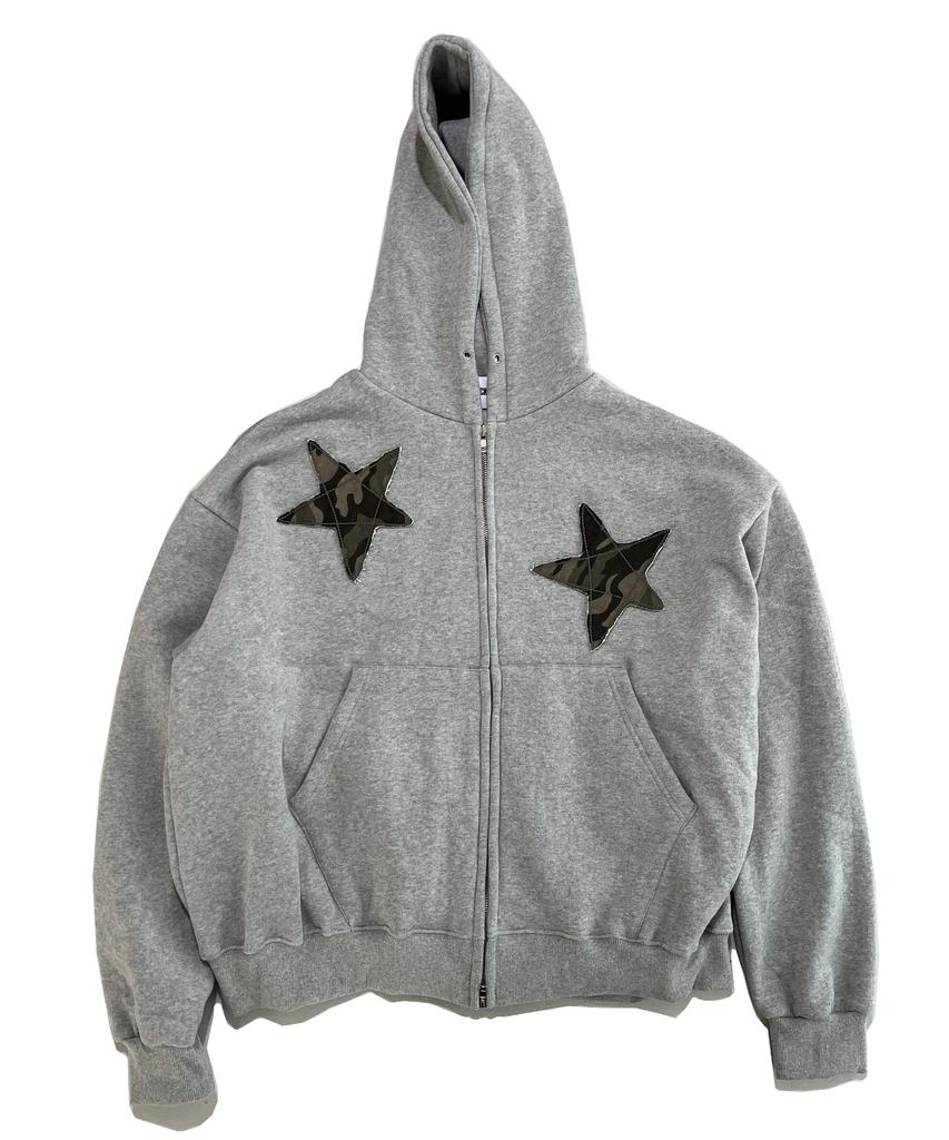 Sk8Er Rock Star Napping Sweat Hood Zip-Up ((Melange Gray))