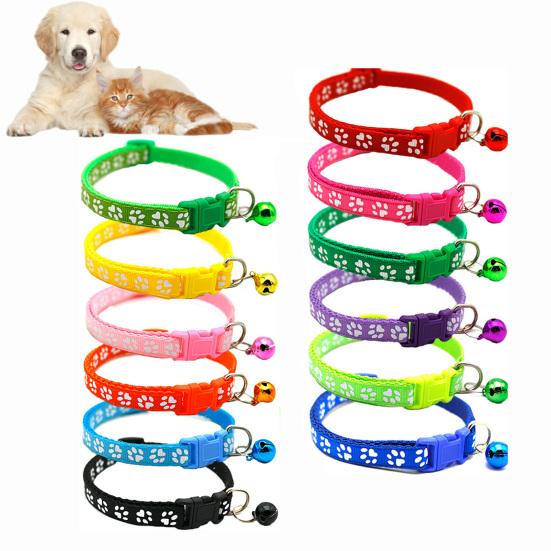 Yousheng 12Pcs/Set Pet Collar Comfortable Anti-Lock Adjustable Reflective Footprint Small Dog Cat Regular Collar Pet Accessories
