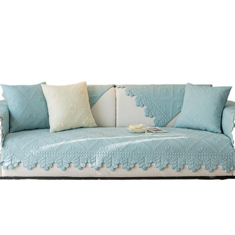Cotton Sofa Cushion Universal In All Seasons, Simple Cream Color Fabric Non-Slip Modern Seat Cushion, Pure Cotton Leather Cover
