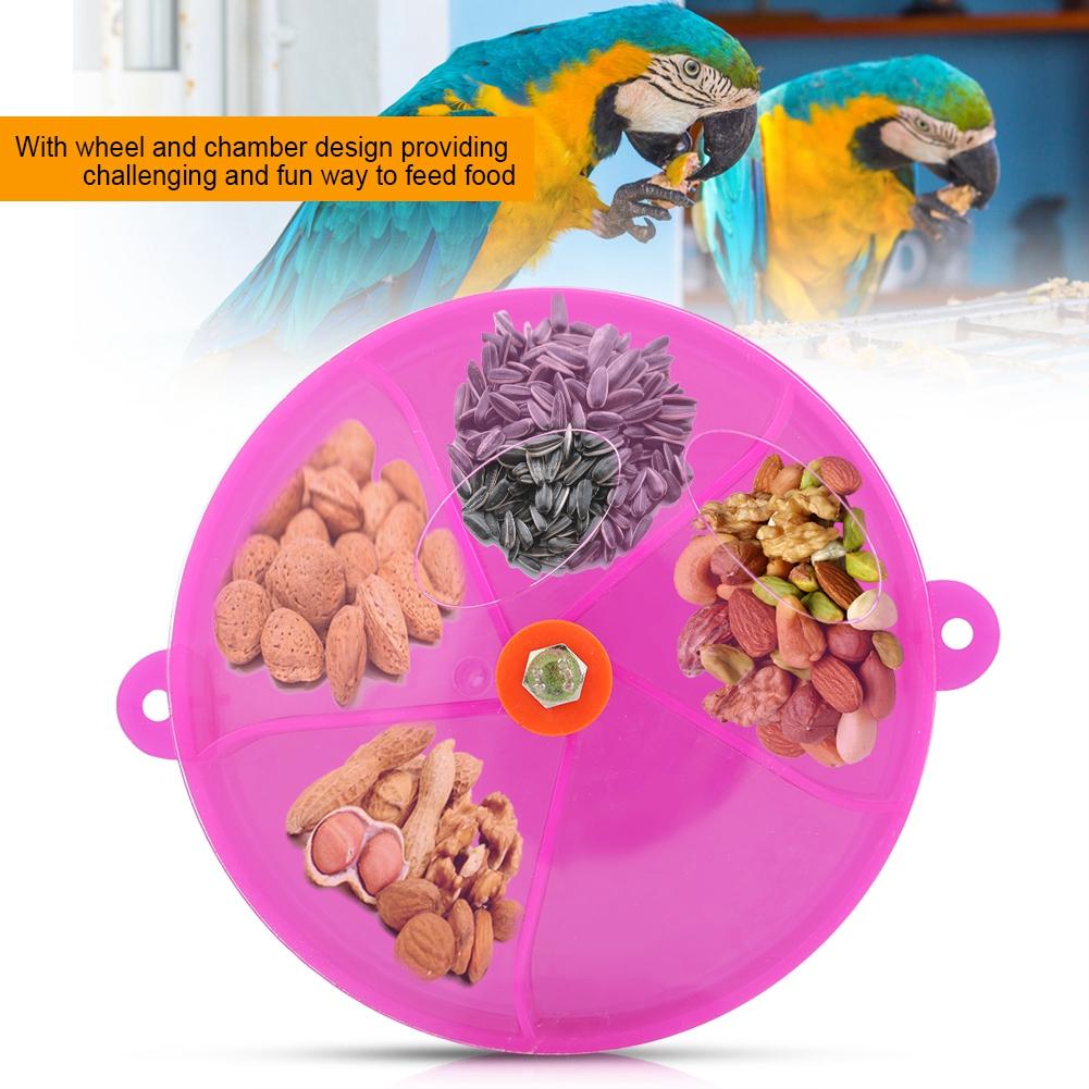 Bird Pet Foraging Feeder Food Wheel Feeding Storage Box Toy Purple