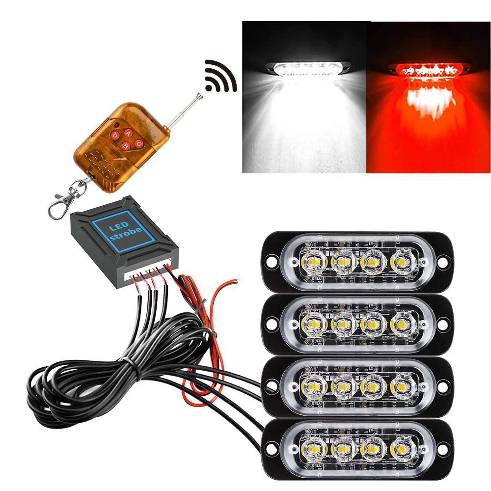 Wireless Grille Police Lights for Car Led Strobe Lights Automotive Flashing Warning Beacon 12V -24V Emergency Lamp for Vehicles