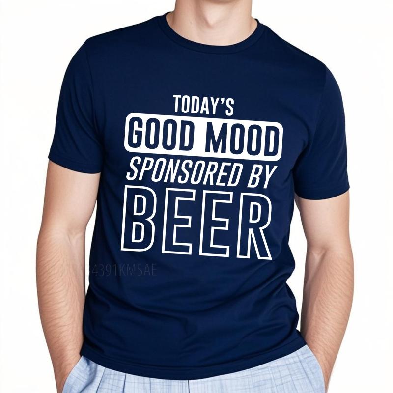 new cotton tshirt Brand summer Men t shirt Todays Good Mood Sponsored By Beer Short Sleeve Adult ONeck tops male teeshirt