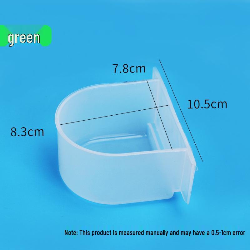 Clear Green Semicircle Bird and Rabbit Feeder Bowl - Cage Accessory