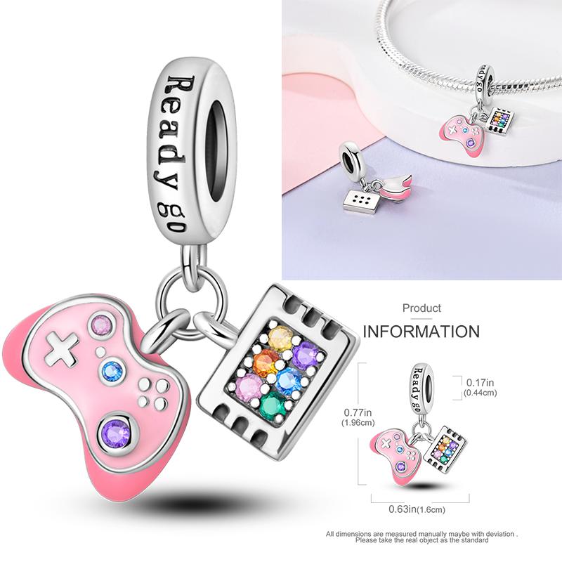 New Copper Charms Beads Pink Series Perfume Cake Princess Skirt Pendant Fit Original Bracelet Diy Jewelry Gifts