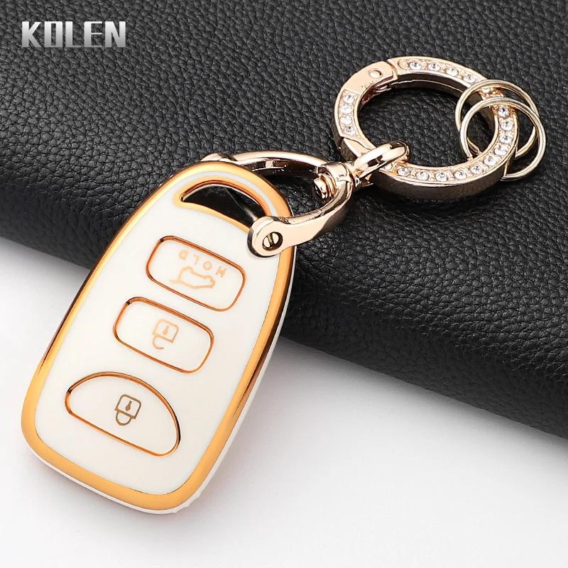 Fashion Tpu Car Key Case Cover For Hyundai Kia Tuscon Elantra Rio Sportage Rondo Accent Protected Shell Keychain Fob Accessories