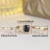 Elegant Square Black Zircon Ring Set for Women Luxury Gold Color Three-piece Commitment Ring Jewelry Accessories