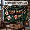 Floral Garden Theme Throw Blanket Custom Name Text Personalized Blanket Soft Cozy Blanket for Home Sofa Bed