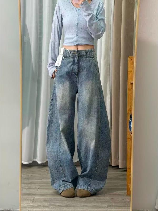 American Retro Wide-Leg Jeans for Women 2026: Plus Size, Loose Fit, Slimming Straight-Leg Style