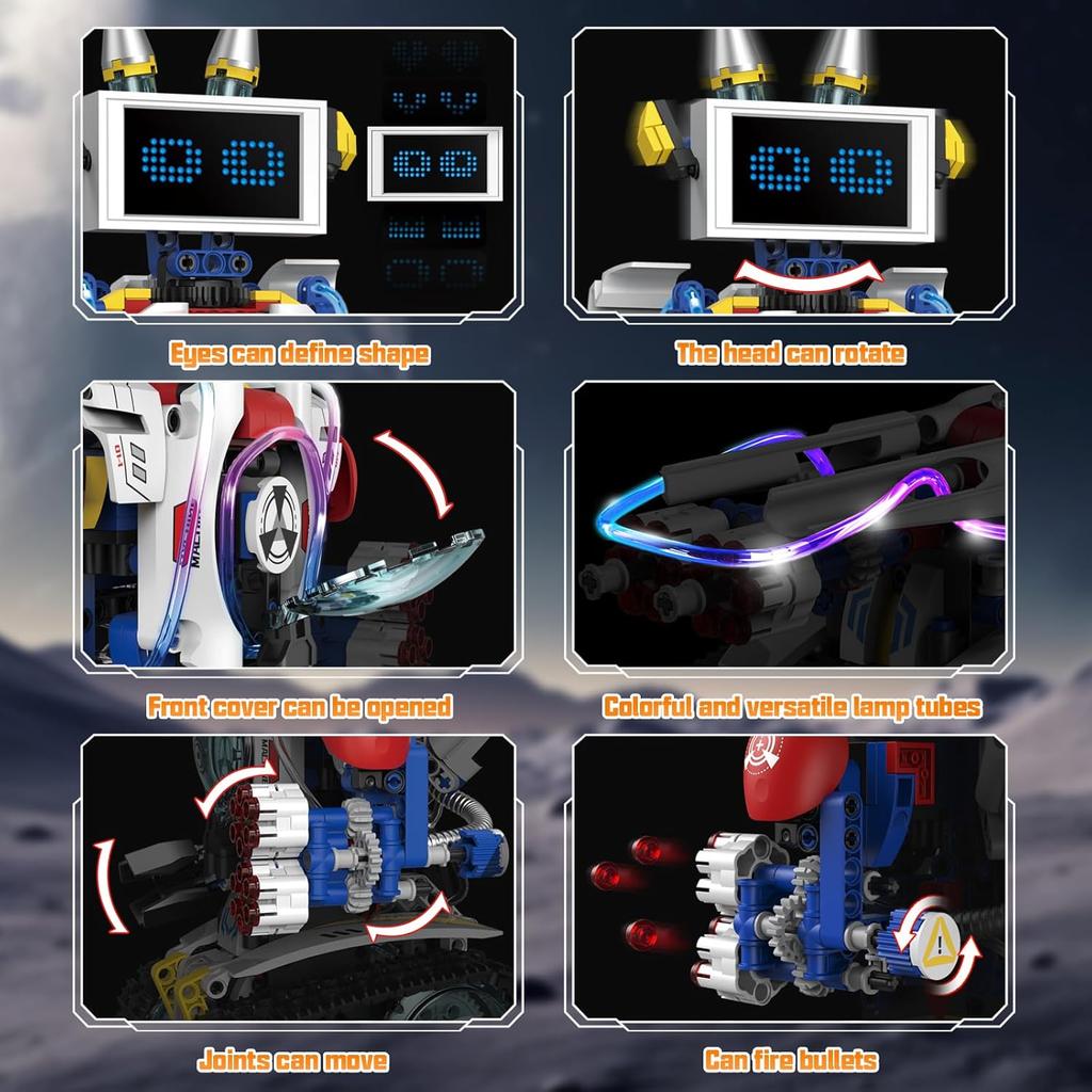 5 in 1 STEM Robot Building Toys Kit, 620Pcs DIY,APP & Remote Control Screen, Eye Coding Rechargeable, Warriors, Birthday Gifts