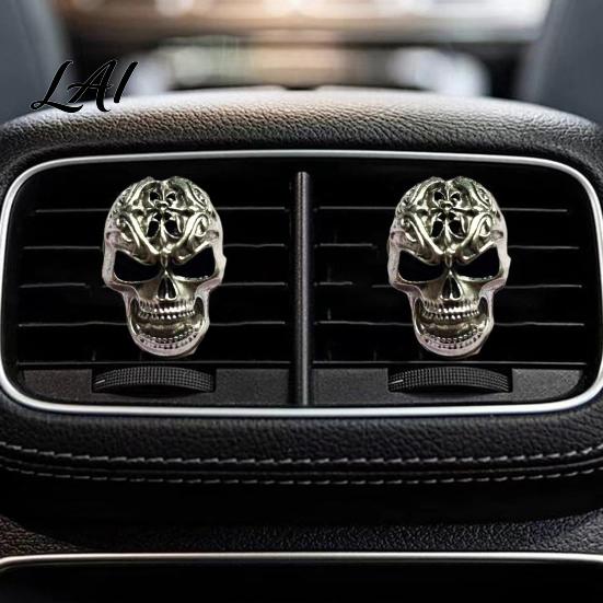 Alloy Skull Auto Air Freshener Holder Car Vent Clip Retro Dashboard Stylish Decoration Trim Funny Head Interior Accessories Personalized Gift