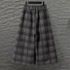 Women's Retro Plaid Fleece-Lined Wide-Leg Pants
