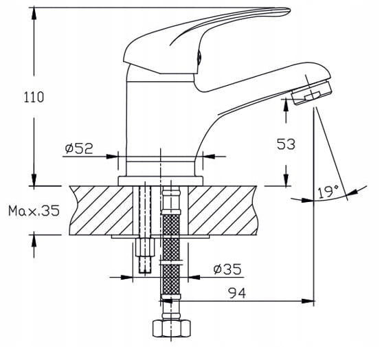 Bathroom Cabinet with Sink , Standing, with Compact Faucet Mea