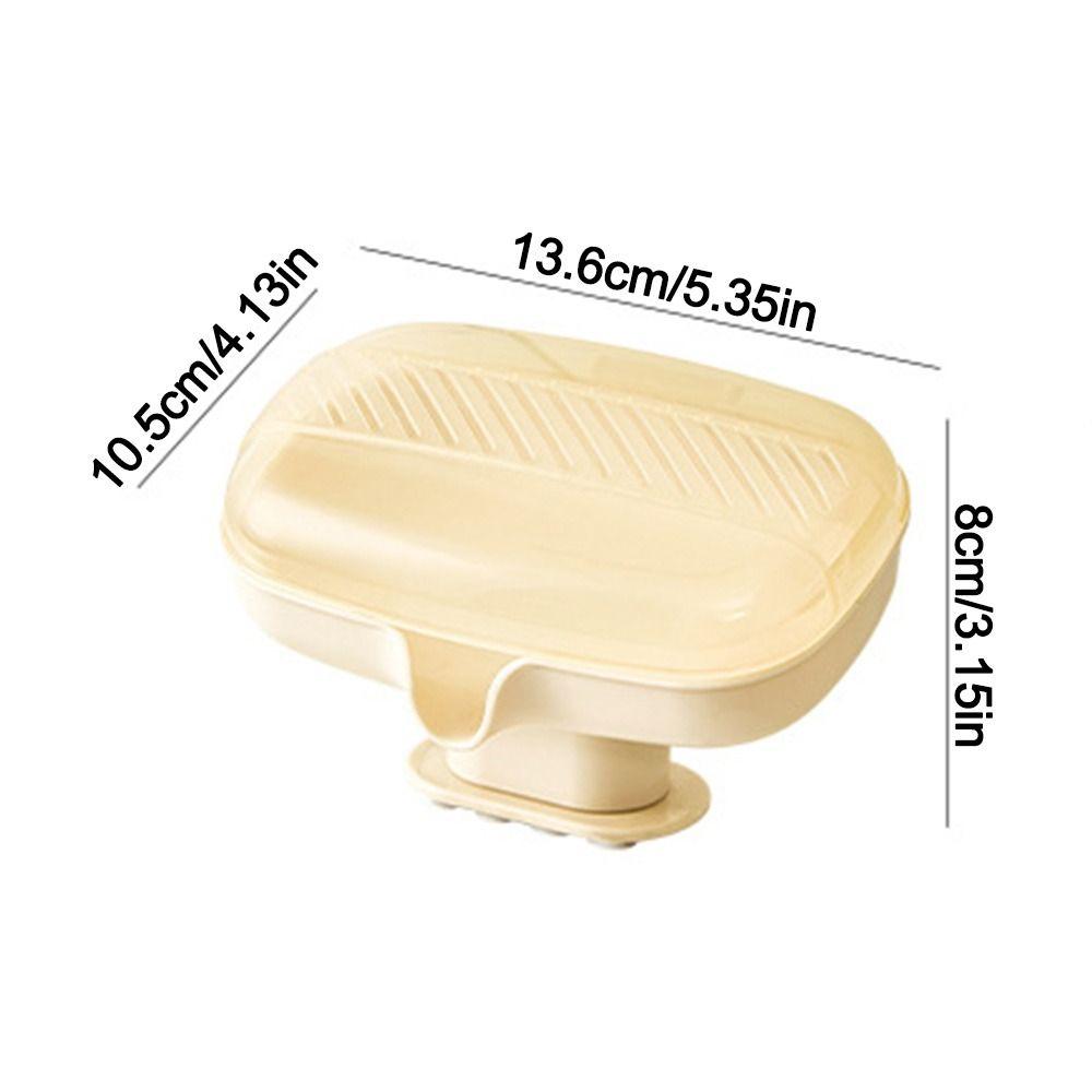 Durable Sloped Drainage Draining Soap Box Suction Cup Base Dustproof Lid Soap Dish Soap Holder for Bathroom Sink Countertop