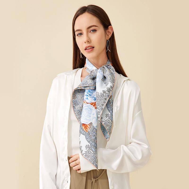 Hangzhou Silk Scarf: Pure Silk, Double-Sided Spray Print, Multiple Styles, Large Size 86 cm