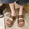 Fashion 2025 Summer New Women's Slippers Casual Double Strap Thick Bottom One Character Slippers Fashionable Simple Beach Sandals