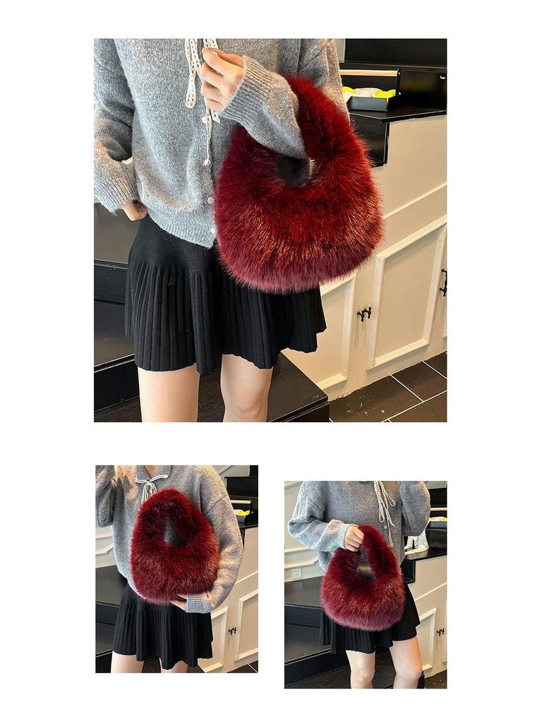 Korean Style Winter Plush High-End Women's Mini Clutch Handbag