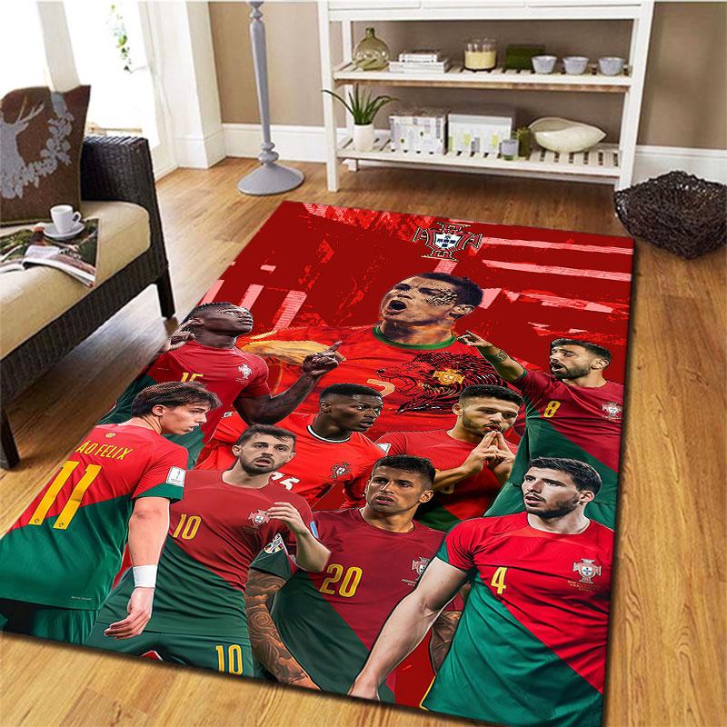 Portugal National Football Logo Carpet Rug for Living Room Bedroom Home Sofa Decoration,Kids Play Non-slip Floor Mat