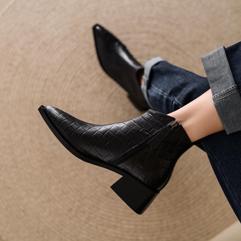 Fashion 2024 New Autumn Women Boots Pointed Toe Chunky Heel Boots for Women Winter Boots Short Boots
