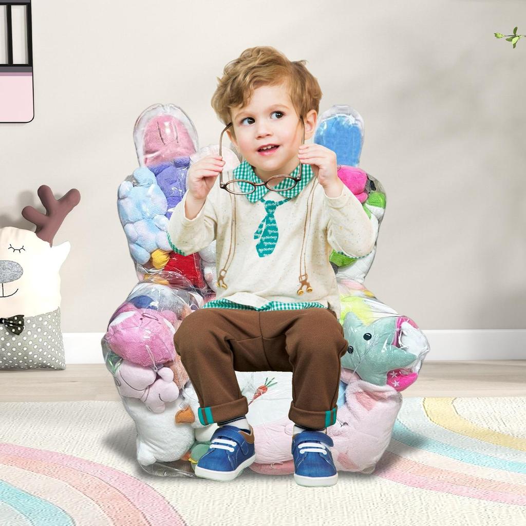 45x35x30cm/100x95x90cm PVC Stuffed Animal Bean Bag Storage Waterproof Stuffed Animal Bean Bag Cover Organizer(Not With Toys)