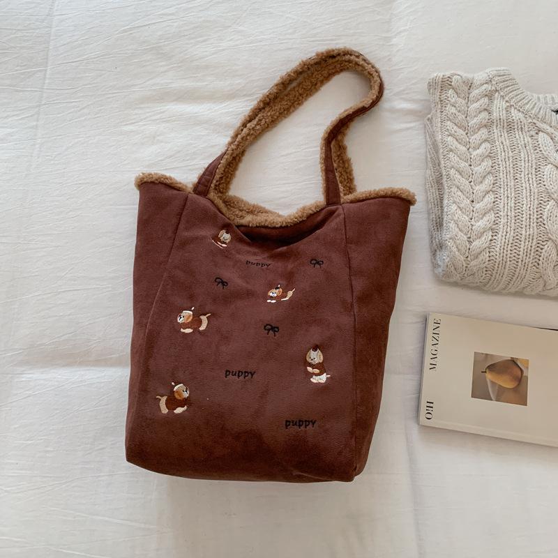 

Осень-зима 2025 новый нишевый дизайн повседневная сумка-ведро простая замшевая модная ретро текстура женская сумка через плечо 42*14*34