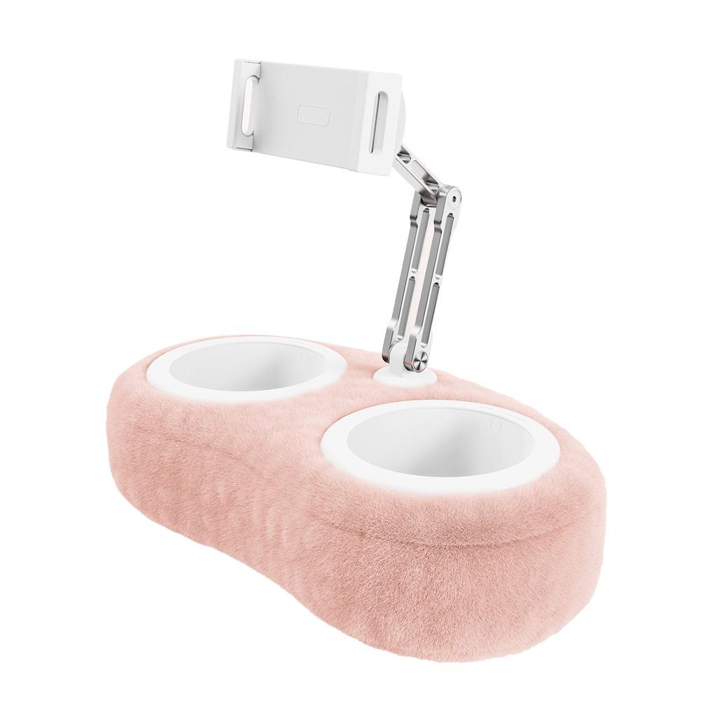 Lap Tablet Pillow Stand,Adjustable Aluminum Arm Holder With Snack Bowls,360° Rotating Clip For 4.7-13 Kindle,Phone,Tablet