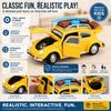 1:24 Classic Beetle Vintage Diecast Car Model, Alloy Retro Old Timer Vehicle with Light & Sound, Pull Back Toy Car