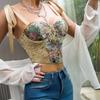 Cross-Border Foreign Trade Fashion New Arrival Street Retro Flower Open Back Shoelace Court Girdle Camisole