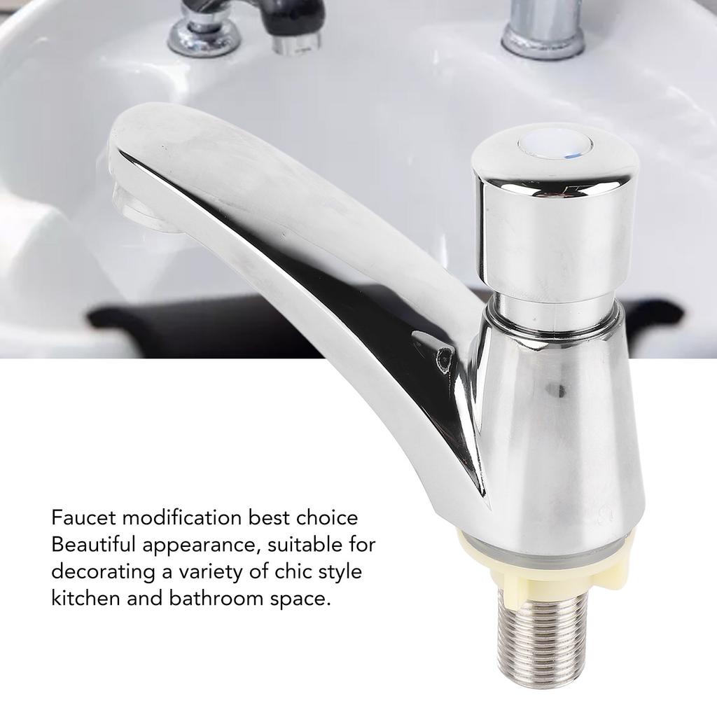 Basin Sink Tap Home Faucet Time Delay Faucet Copper Self Closing Single Cold Sink Taps for Home Kitchen Public