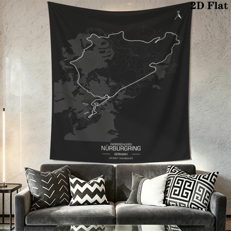 Nurburgring Wall Tapestry Aesthetic Wall Hanging Printed Fabric Blanket Decorative Tapestries for Bedroom Living Room Home Decor