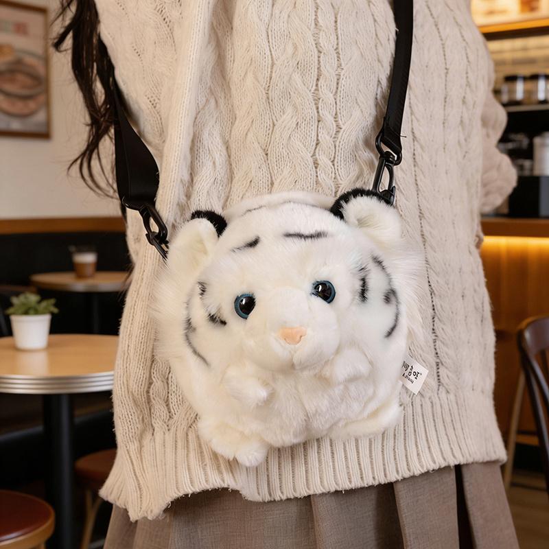 Tiger Plush Backpack Simulation Tiger Stuffed Doll Crossbody Bag Soft Animal Themed Travel Bag For Kids  Decor Toy Birthday Gift