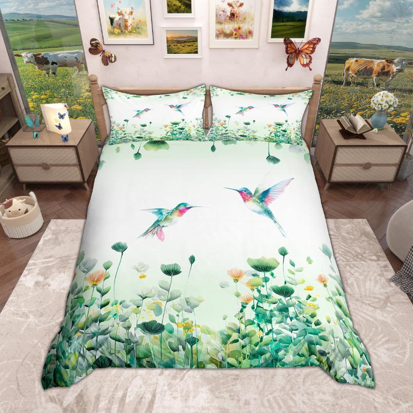 Homewish Cardibal Bird Hummingbird Duvet Cover Set 2Pcs/3Pcs Merry Christmas Bedding Wild Animal Wildlife Quilt Cover Set