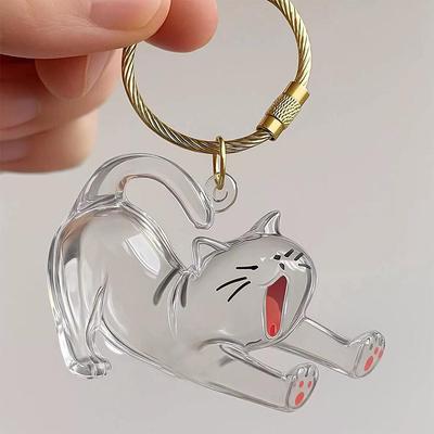 Cartoon Cat Hair Storage Keychain Pet Hair Keepsake Box Memorial Bottle DIY Decoration Gift For Pet Lover