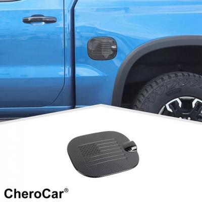 Exterior Fuel Tank Cap Cover Trim For 19+ Chevy Silverado GMC Sierra CarbonFiber