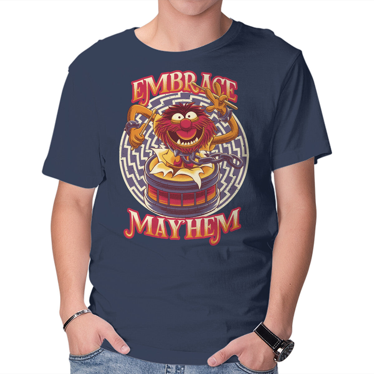 Unisex Crew Neck T-Shirt Embrace Mayhem Graphic Short Sleeve Casual Tee XXXXL
