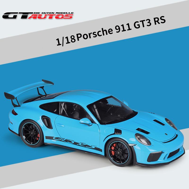 Model auta z lehké slitiny v měřítku 1/18 Welly Porsche 911 GT3 RS litý kovový model autíčka na hraní Model auta s vysokou simulací kolekce Dětské dárky
